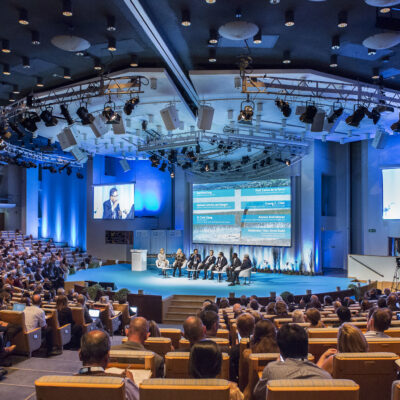 Conference room filled with people