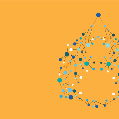 Abstract Water Drop (blue) on orange background