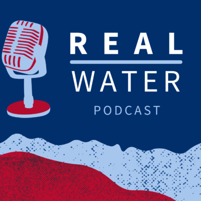 Microphone next to Real-Water logo.